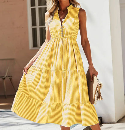 Women Striped Shirt Dress