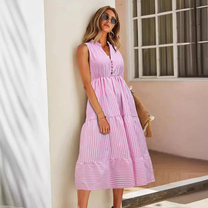 Women Striped Shirt Dress