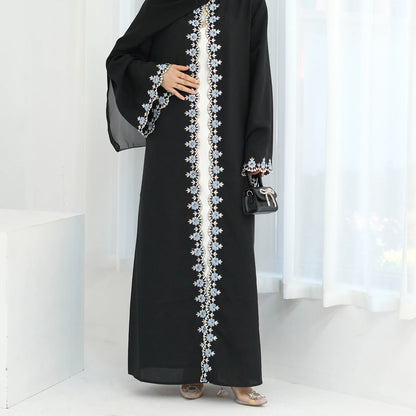 Open Flower Embroidery Abaya