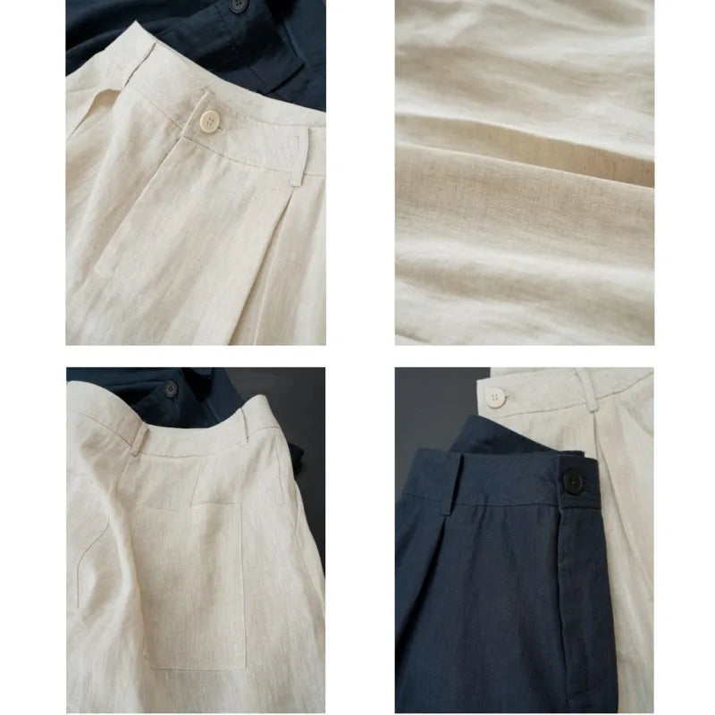 Loose Linen Curled Shorts