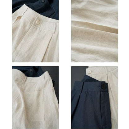 Loose Linen Curled Shorts