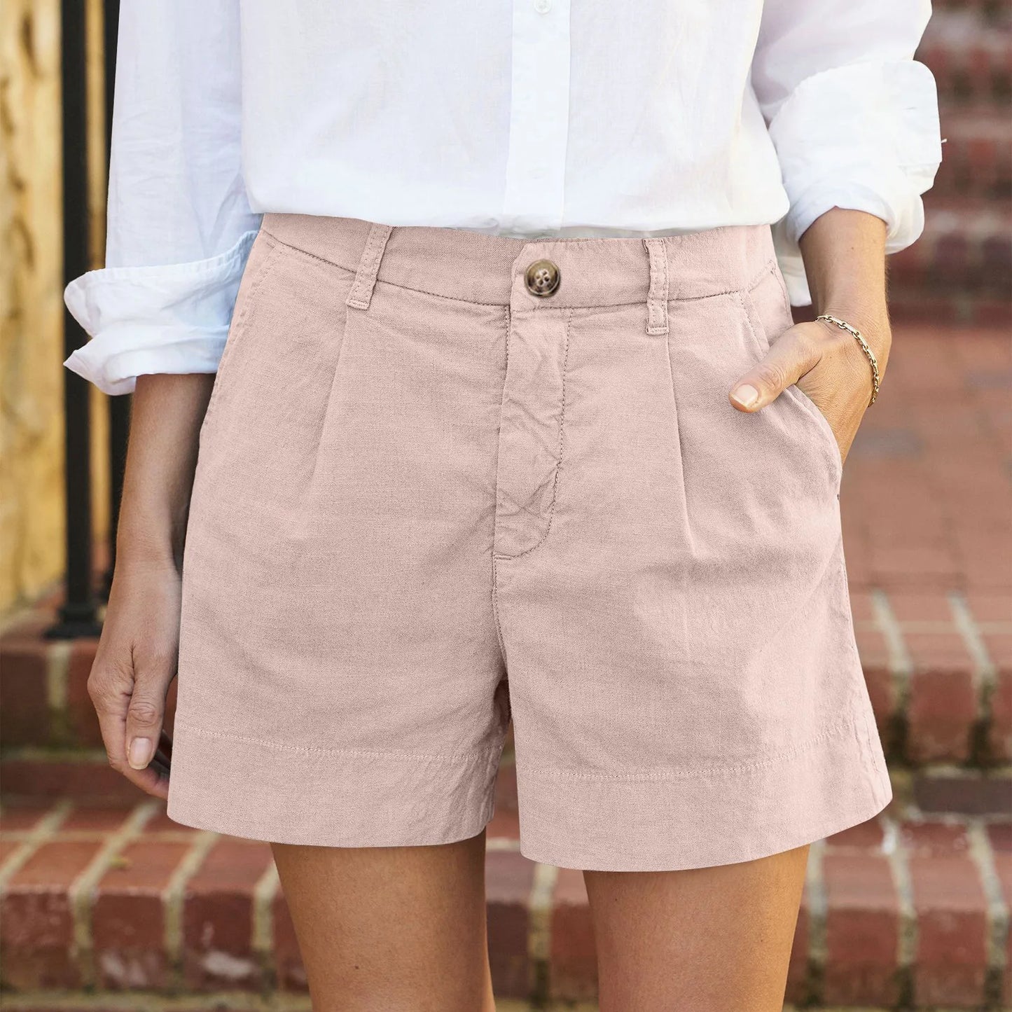Women's Button High Waist Shorts