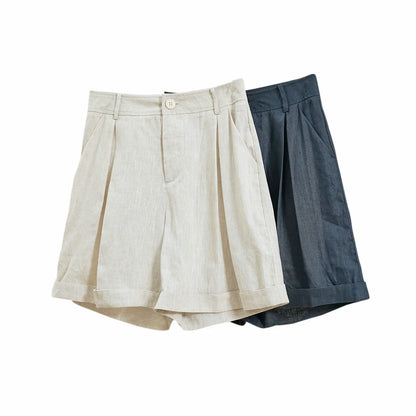 Loose Linen Curled Shorts