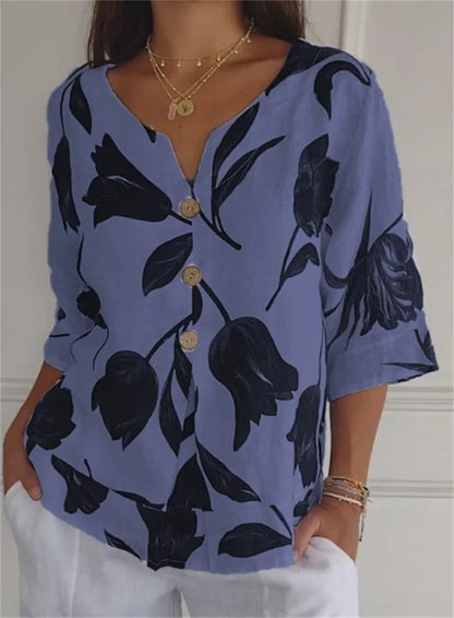 Elegant Flower Print Blouse