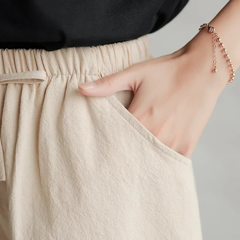 Sporty Linen Shorts for Women