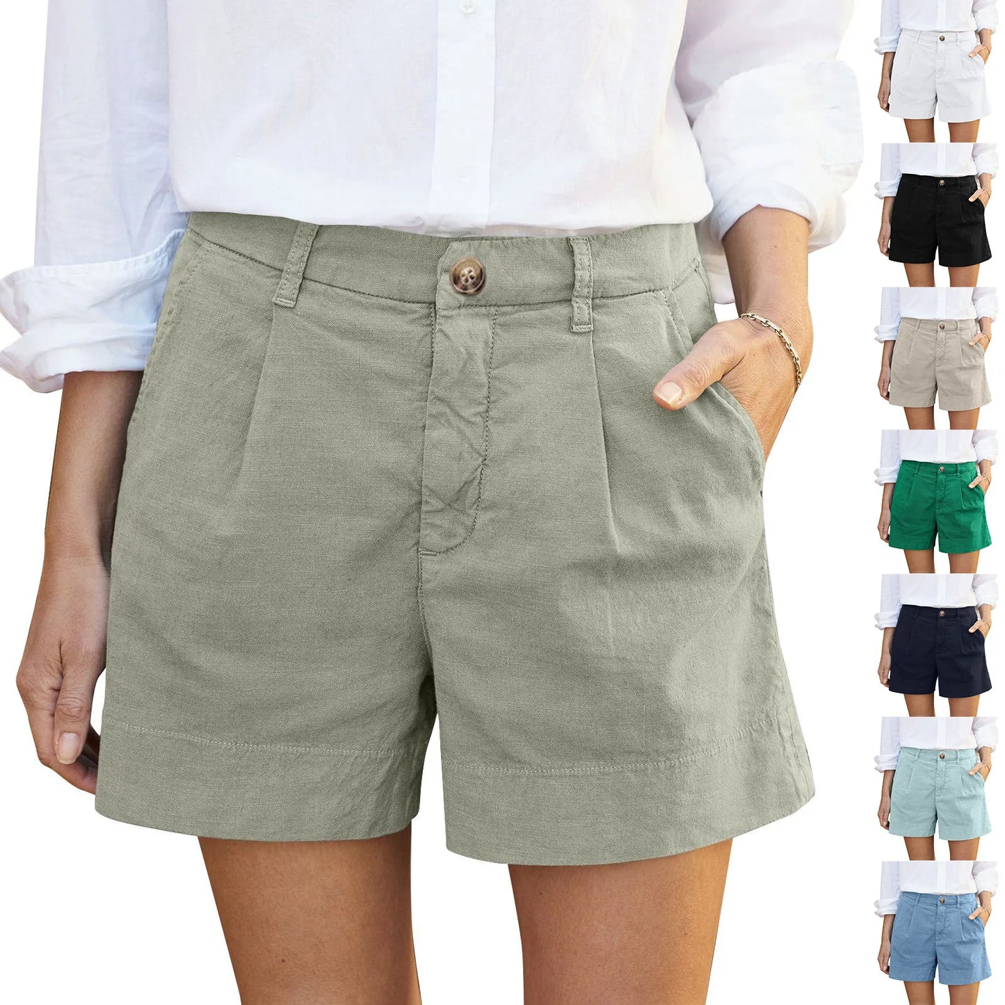 Women's Button High Waist Shorts