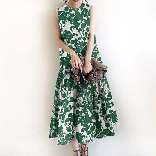 Sleeveless Floral Printed Midi Dress