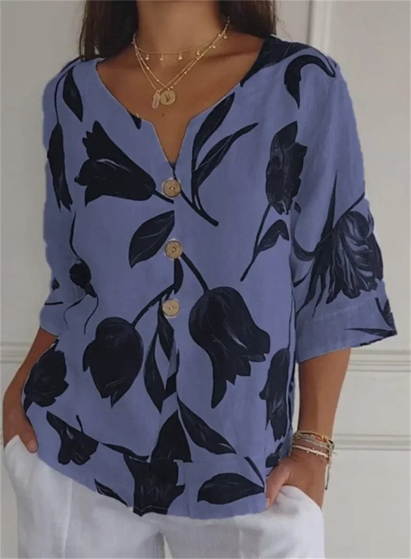 Elegant Flower Print Blouse