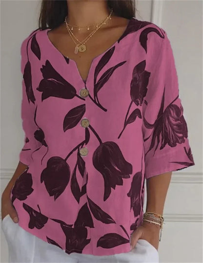 Elegant Flower Print Blouse