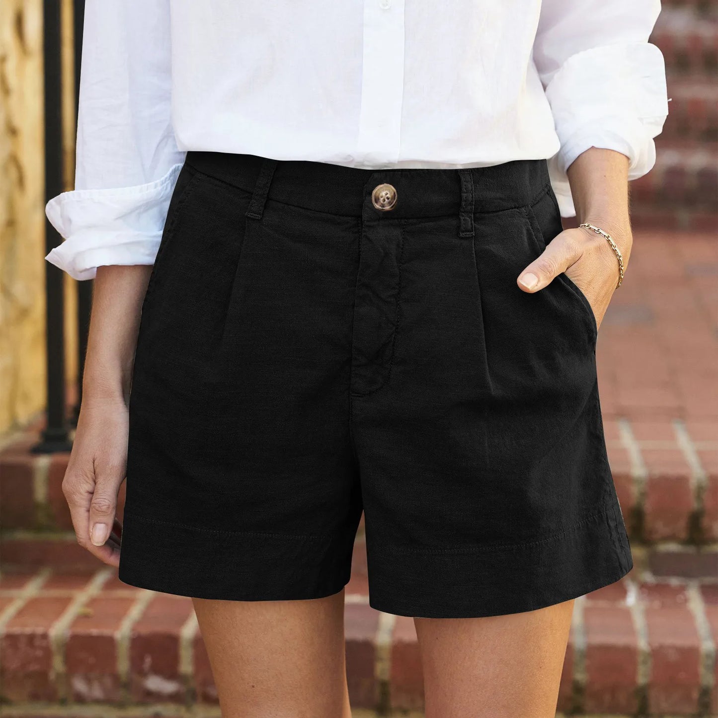 Women's Button High Waist Shorts