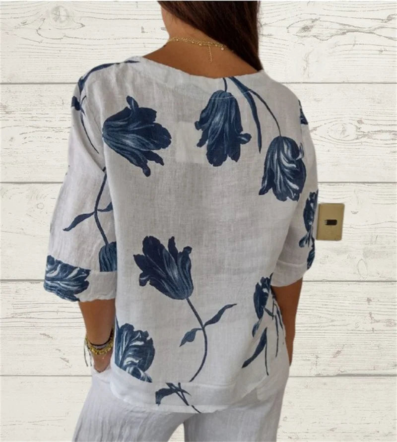 Elegant Flower Print Blouse